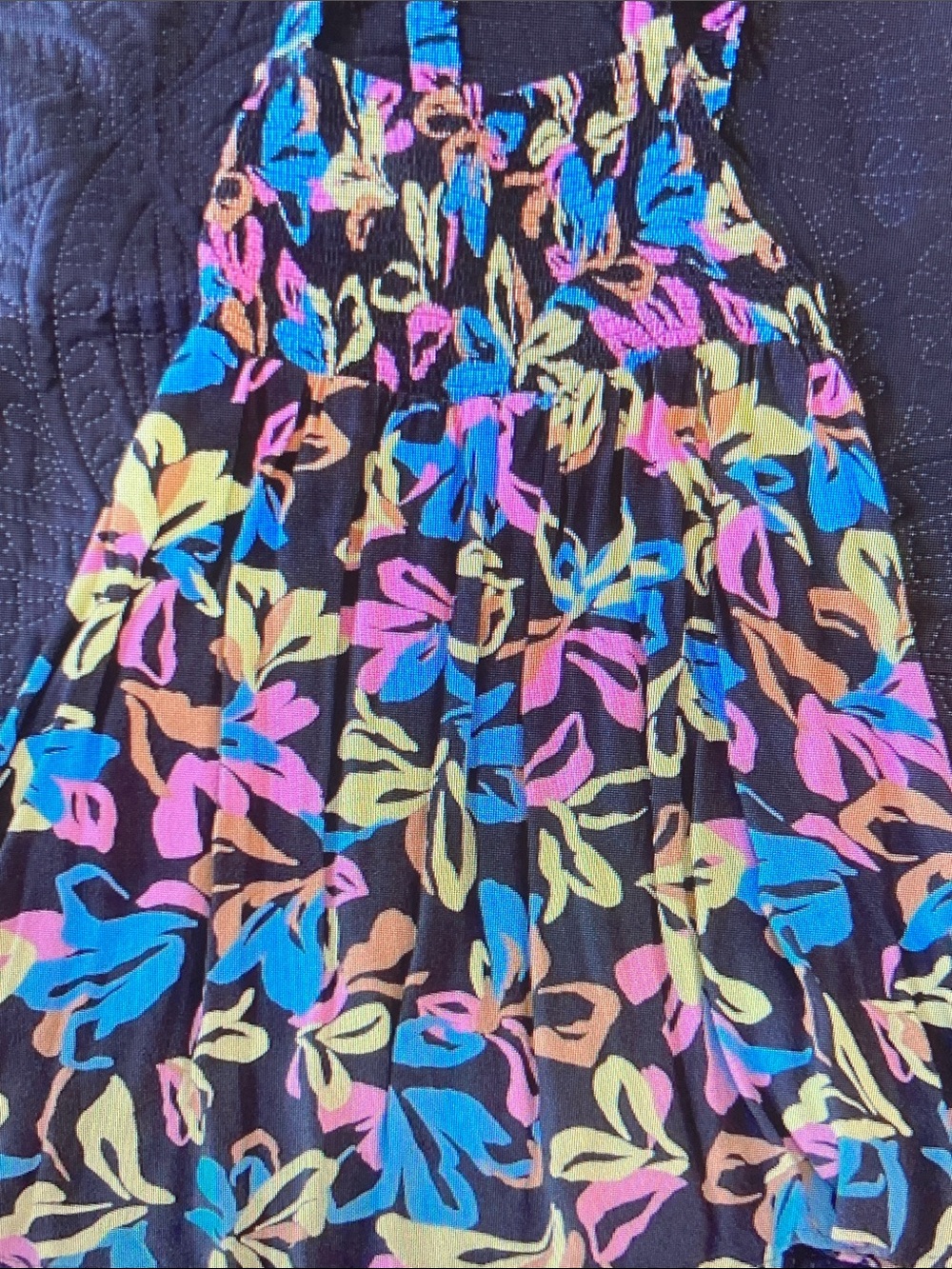 Hurley Black Circle Skirt with Neon Floral Print
